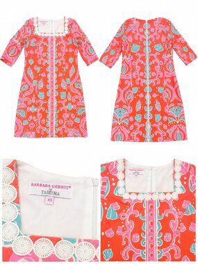 Barbara Gerwit by Tabitha XS Coral Shift Dress Mod 60s Beach Coastal Preppy
